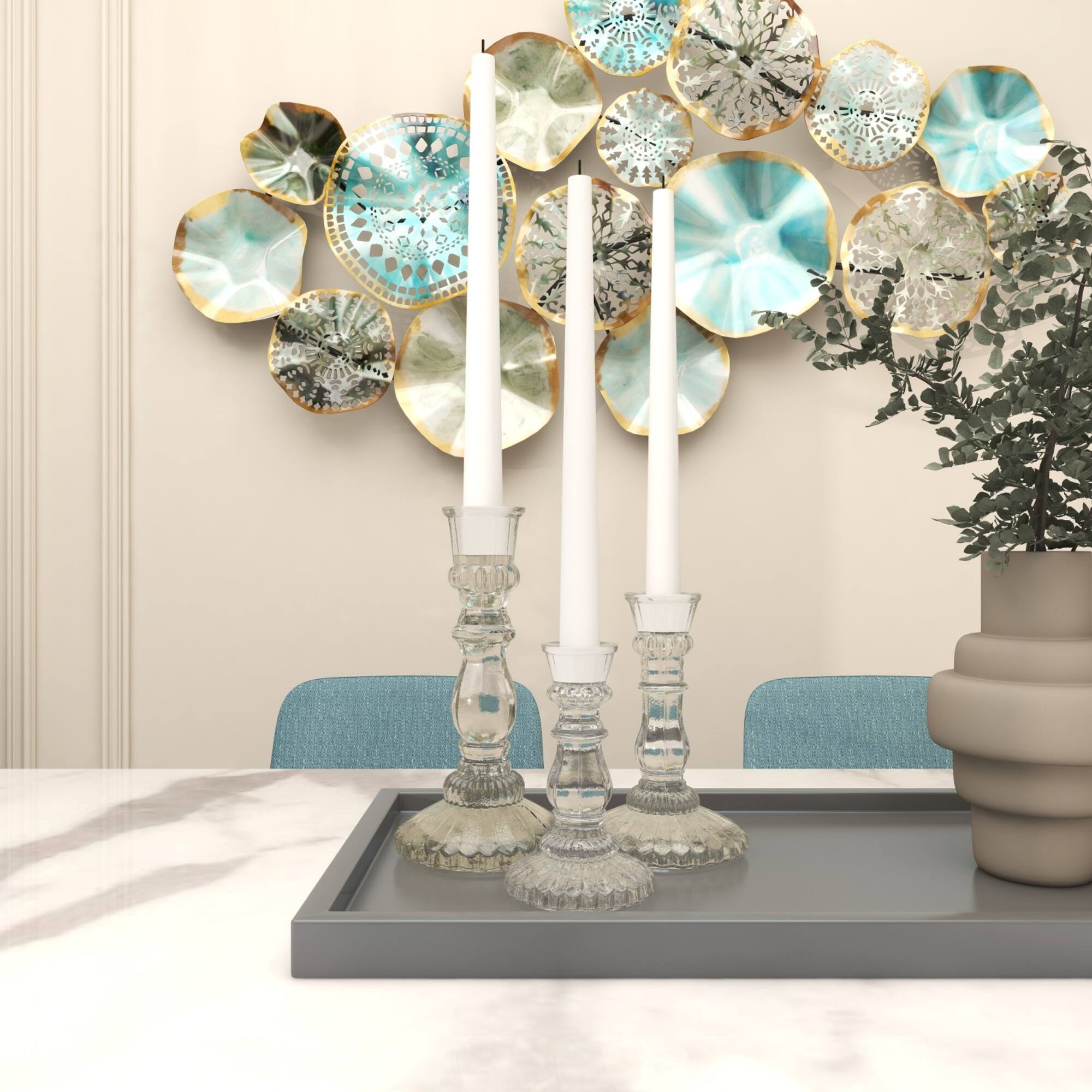 Clear Glass Candle Holder Set